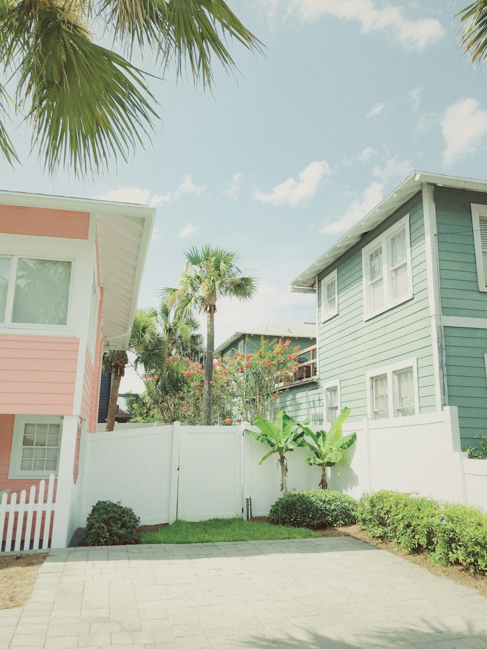 white and brown concrete house near green palm tree under blue sky during daytime