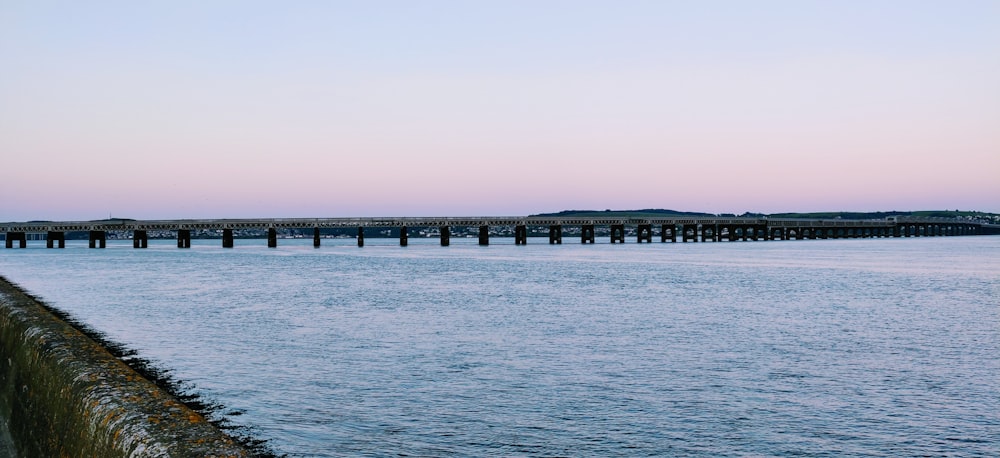 Muelle de madera negra en el mar durante el día