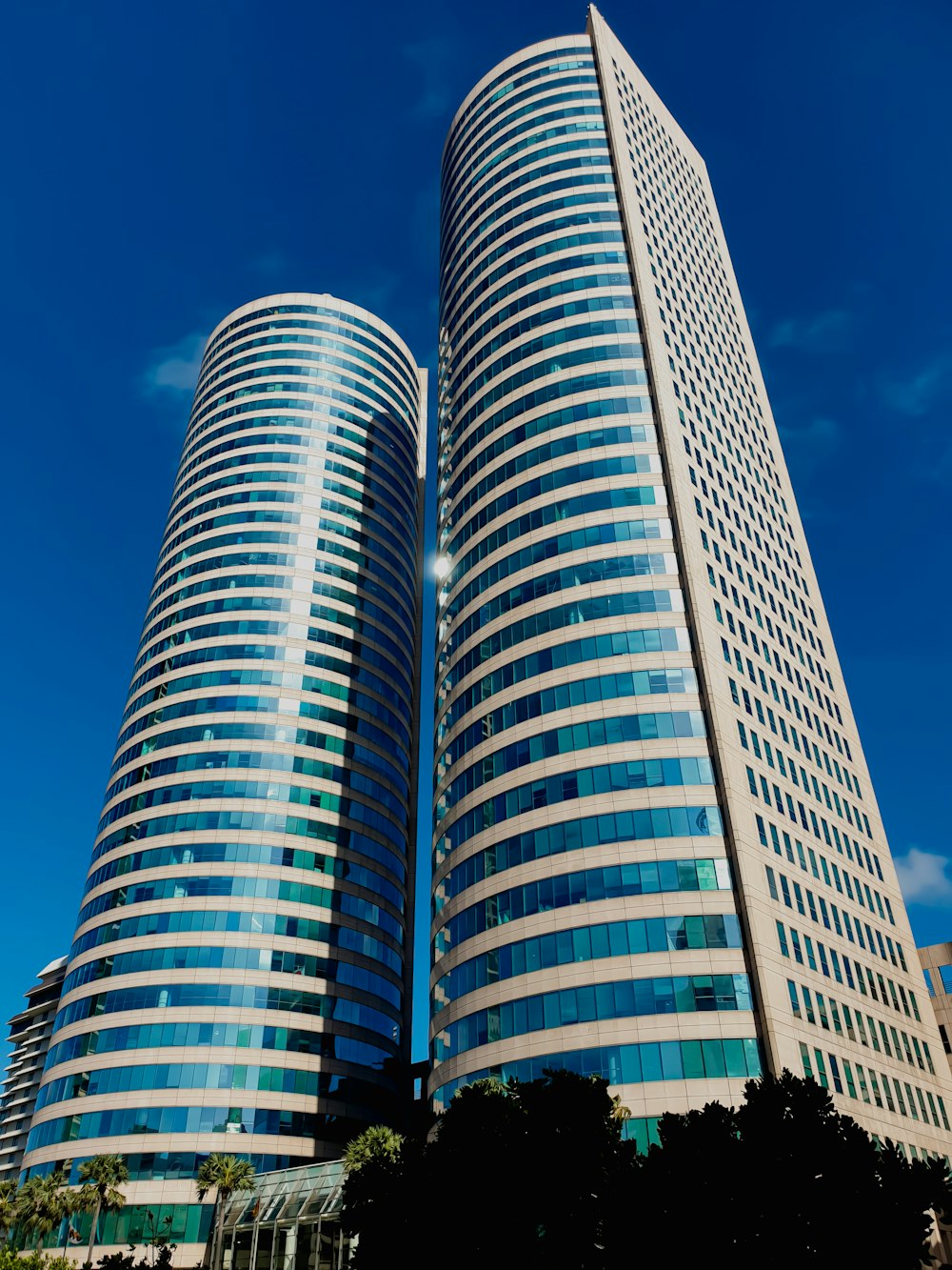 blue and white high rise building