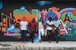 group of people standing on white and brown floor tiles