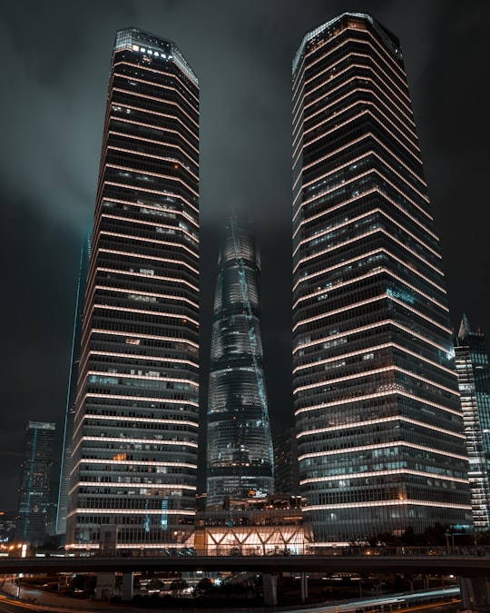 black and white high rise building in Waitan Sightseeing Tunnel China