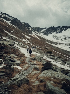 An exciting scene of hiking in the mountains.