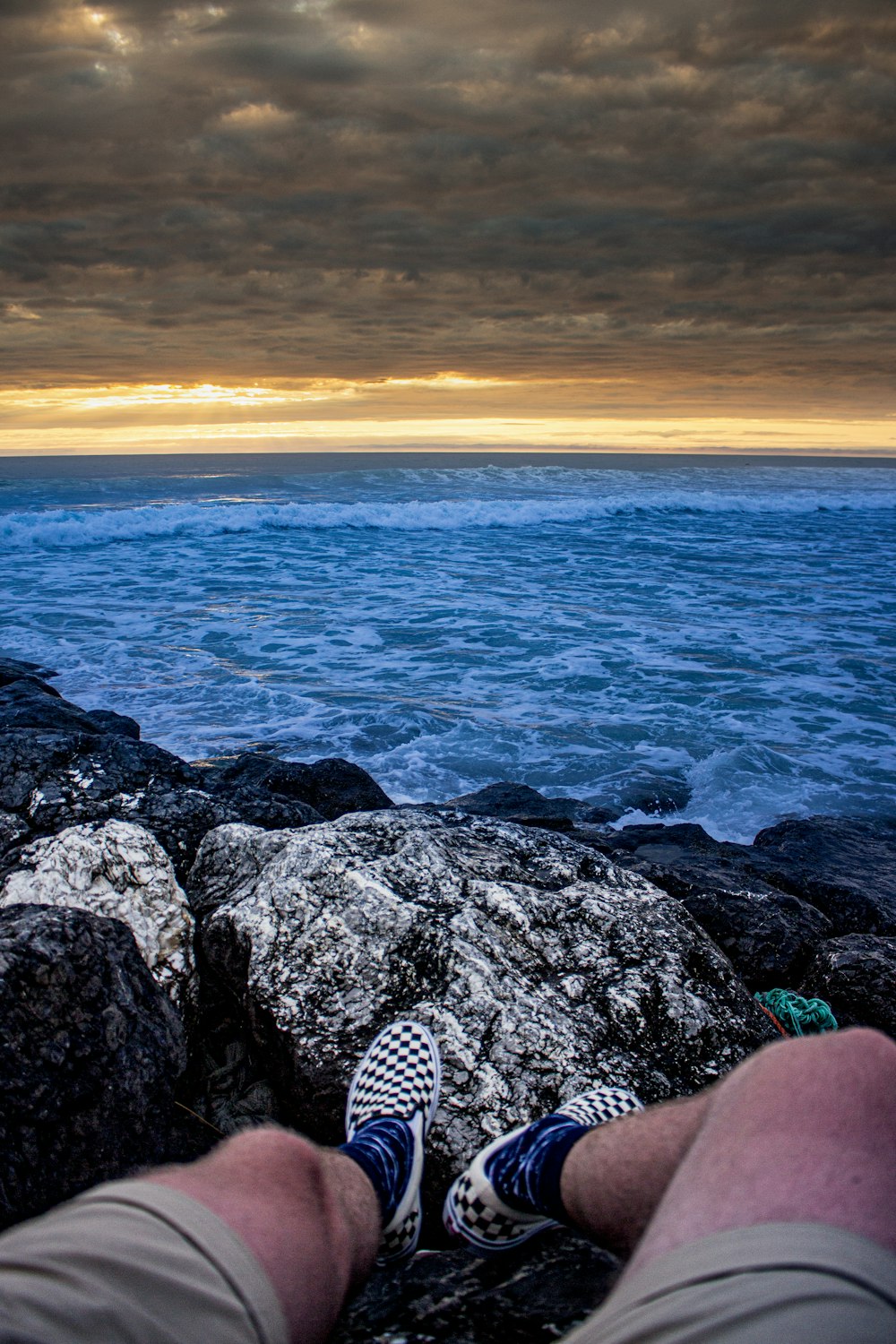 rocky shore with rocks during sunset