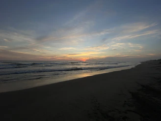 A peaceful beach scene at sunset, perfect for mental escapes.