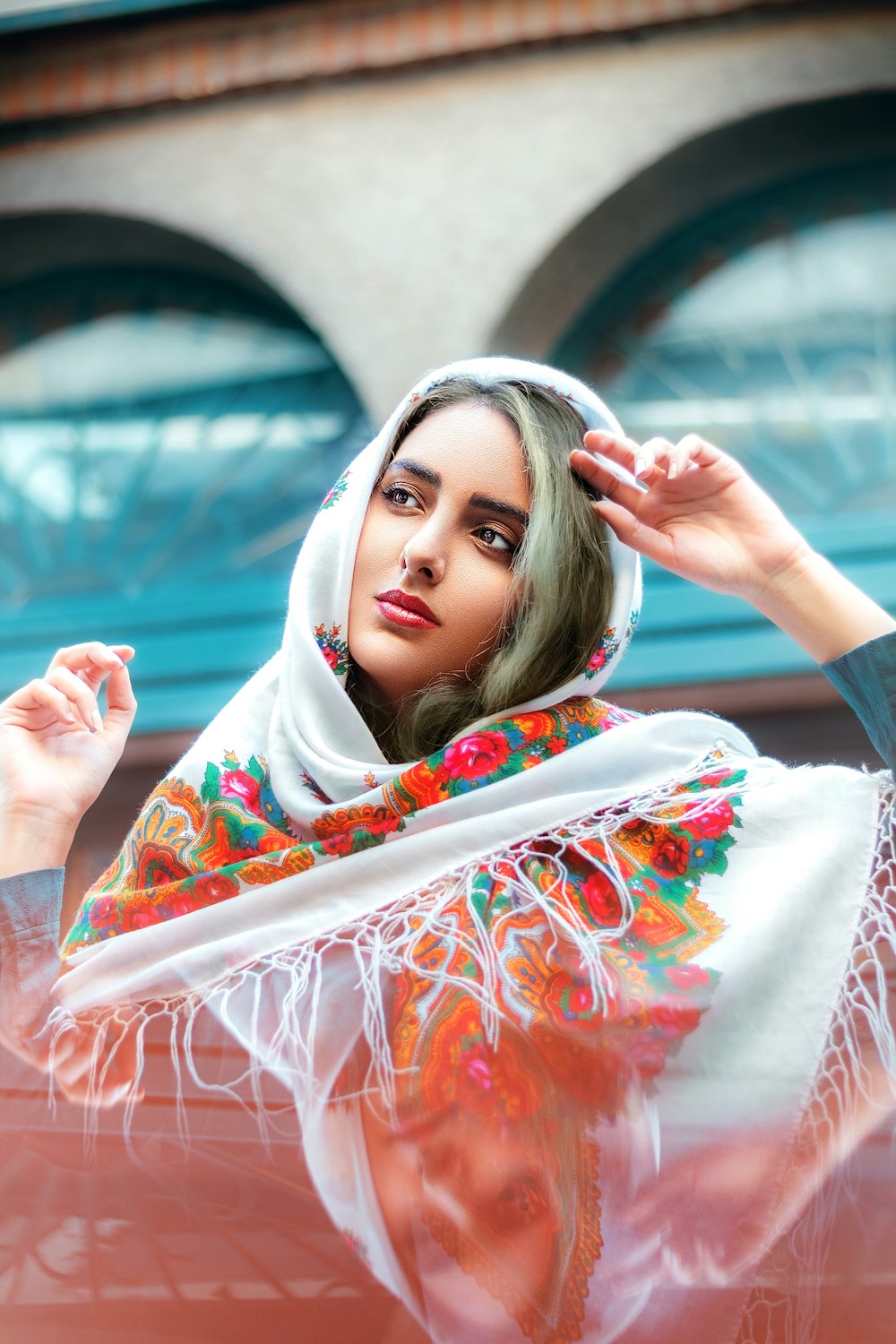 woman in white and red hijab