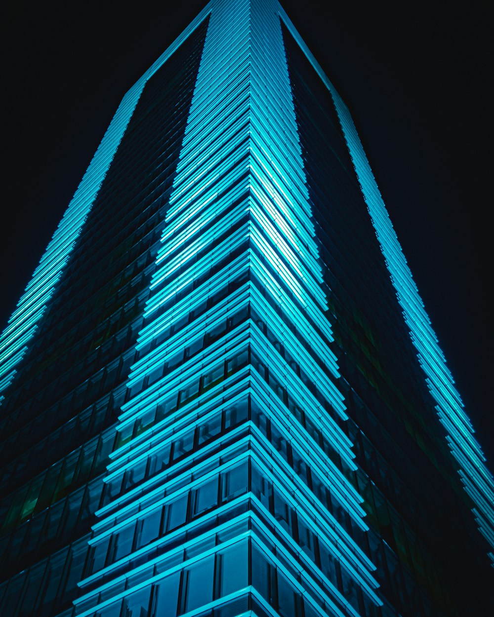 blue and black high rise building