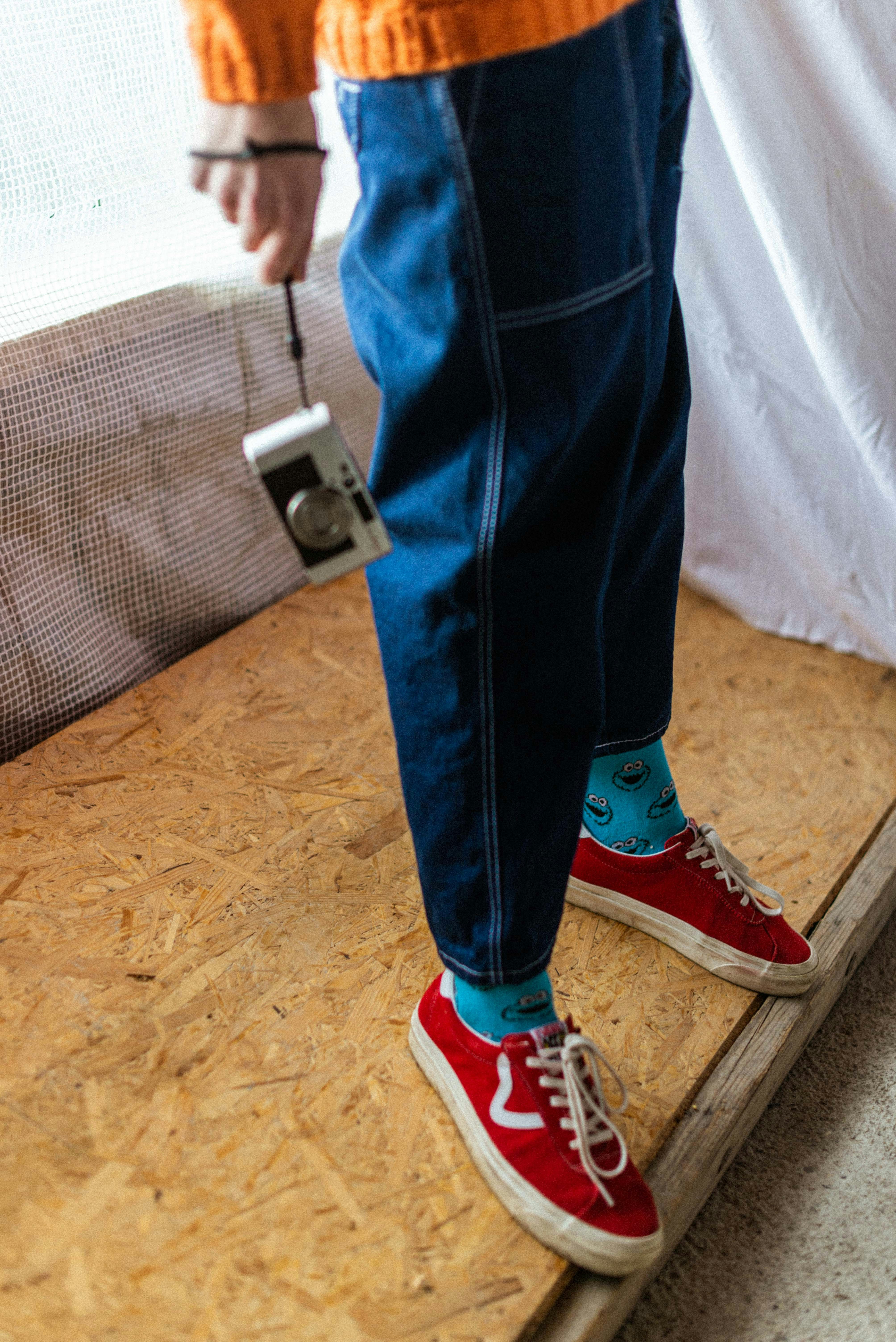 all red jeans