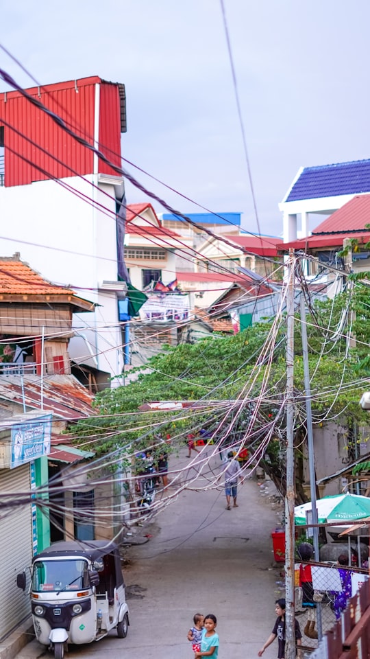 red and white concrete building in Phnom Penh Cambodia