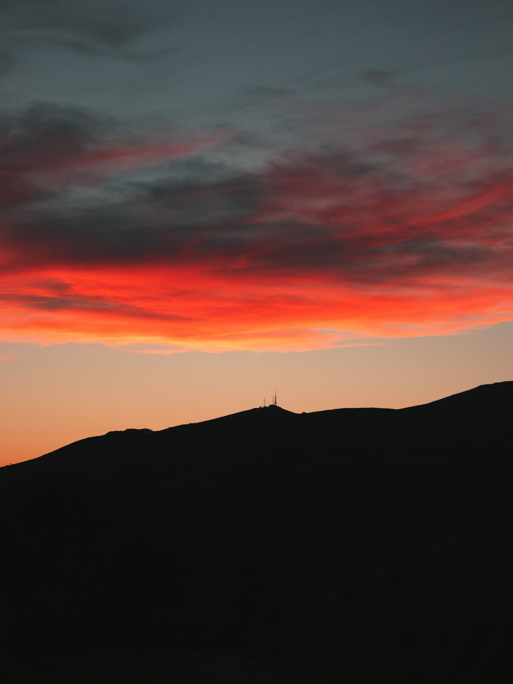 silhouette of mountain during sunset