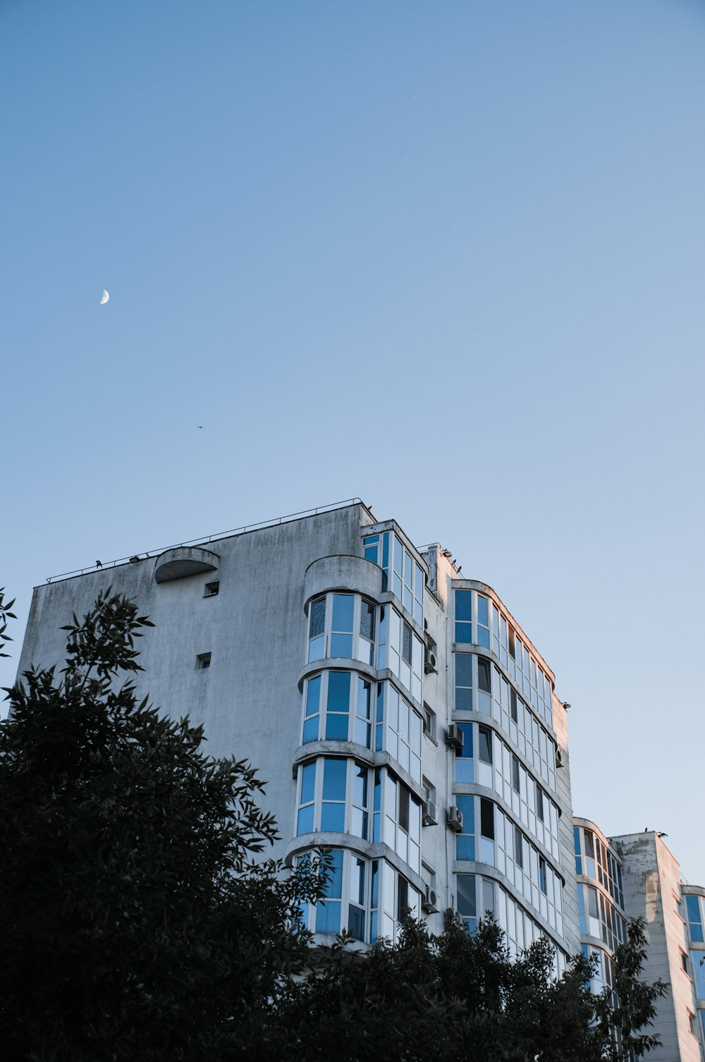 white and blue concrete building