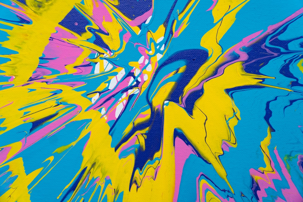 Yellow Blue And Black Abstract Painting Photo Free Art Image On