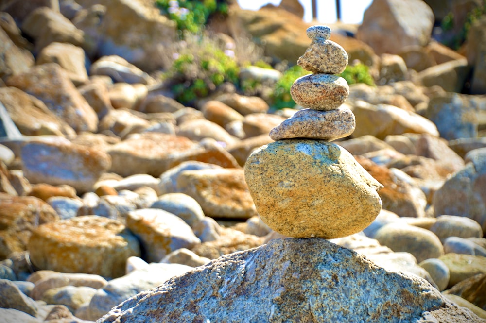 gray and brown stone stack