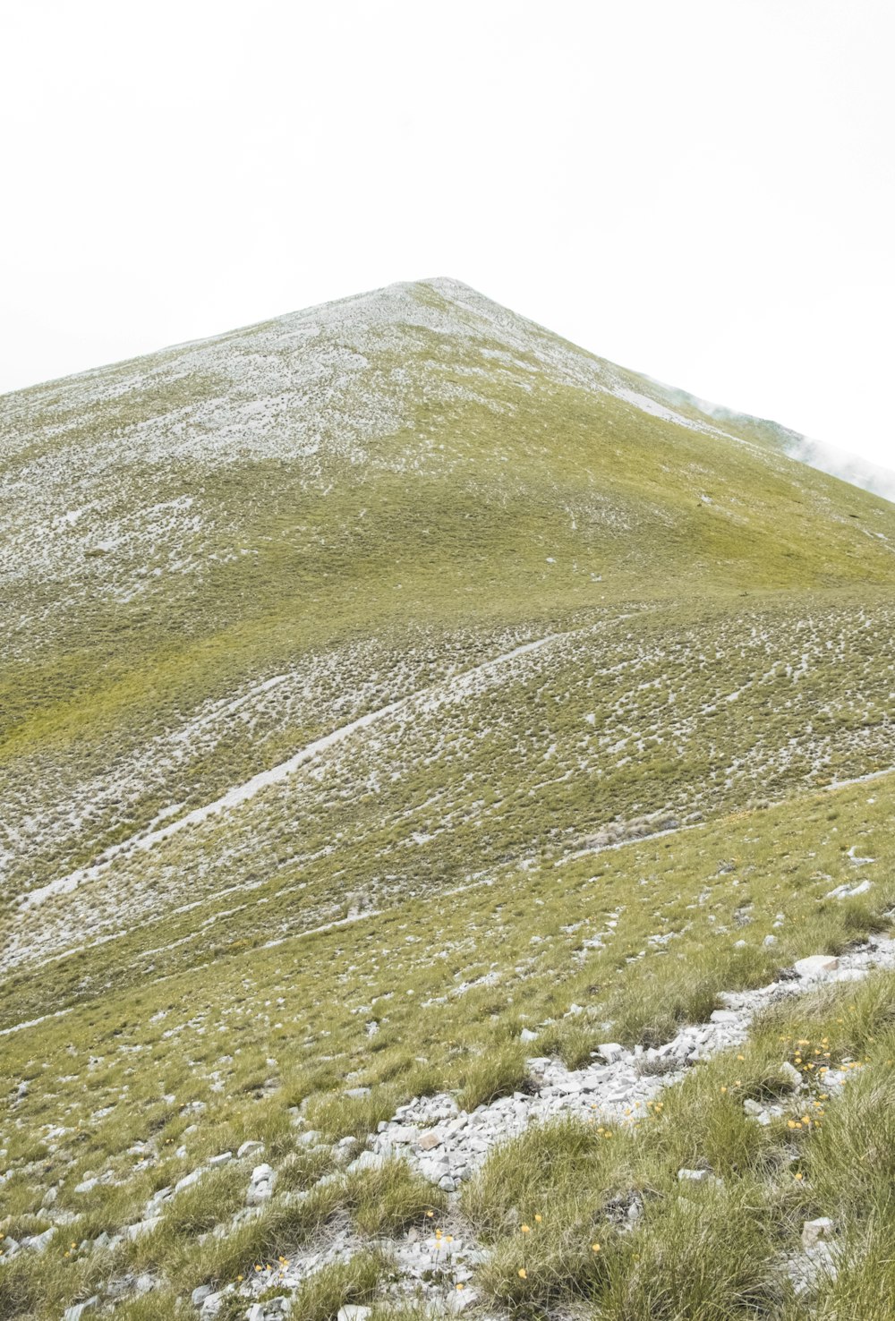 green and white mountain under white sky during daytime