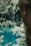 A serene landscape featuring a tranquil turquoise lake surrounded by lush green foliage. Delicate waterfalls cascade down a rocky slope in the background, adding to the natural beauty. The scene is partially framed by a tree trunk and leafy branches.