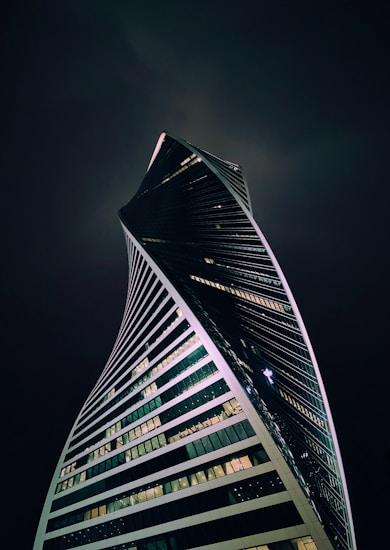 grayscale photo of high rise building