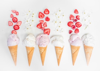 ice cream with strawberry on cone