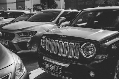 grayscale photo of bmw car