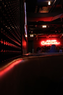 A cozy lounge setting with soft lighting and musical notes.