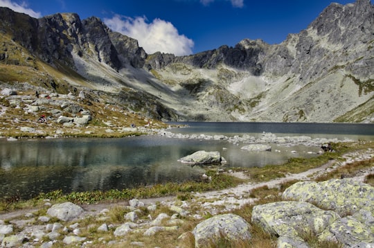 lake in the middle of mountains in Mengusovská dolina Slovakia