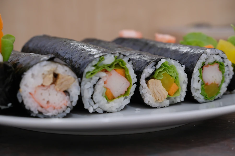 Sushi on ceramic plate