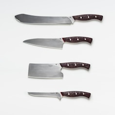 red and silver kitchen knife