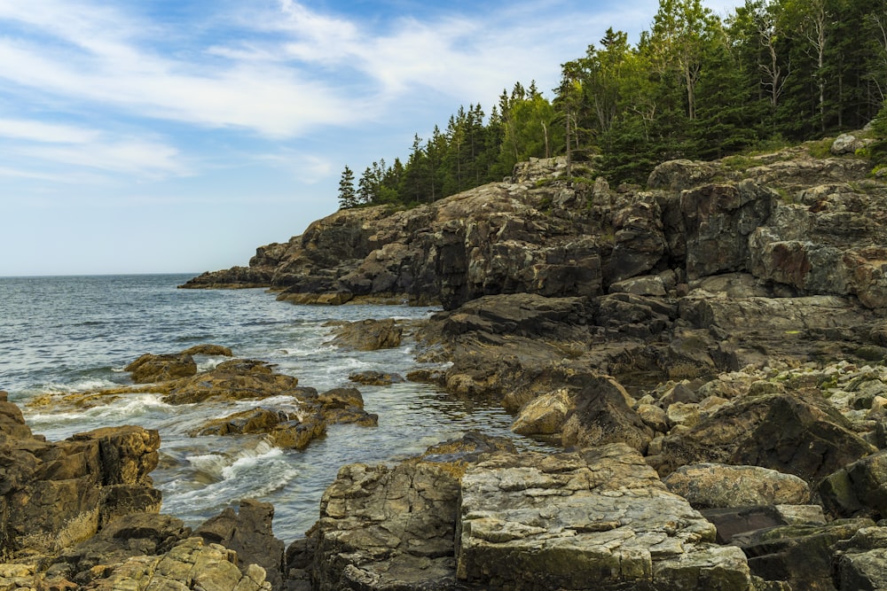 brown rocky mountain beside body of water during daytime