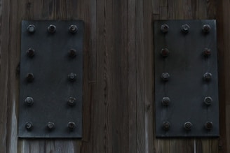 black steel door with door knob
