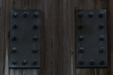black steel door with door knob