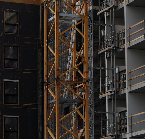 yellow and red metal ladder