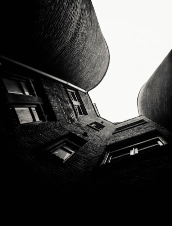 grayscale photo of concrete building