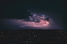 lightning strike on black clouds