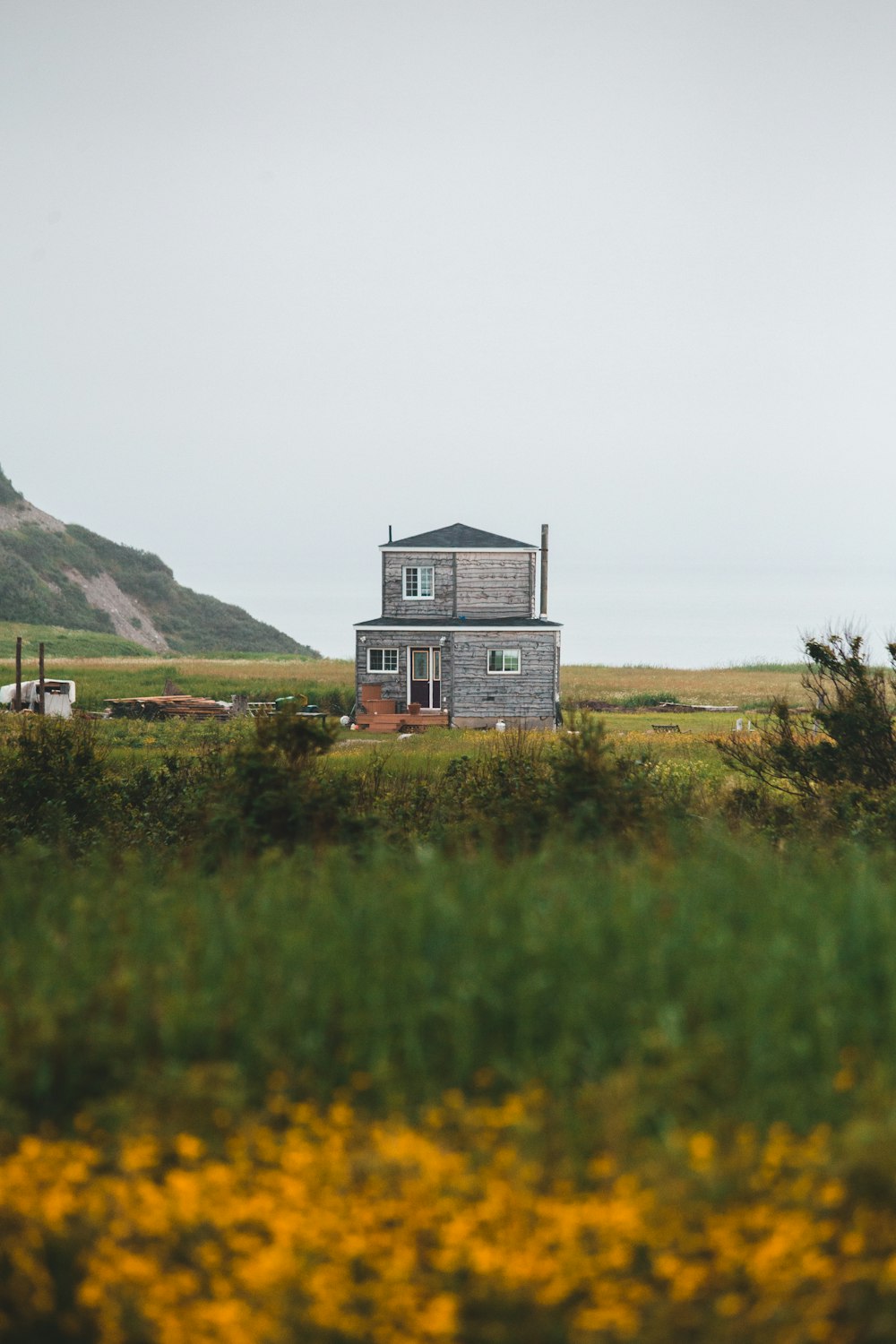 white and brown house on green grass field near body of water during daytime