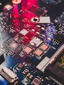 red and black computer motherboard