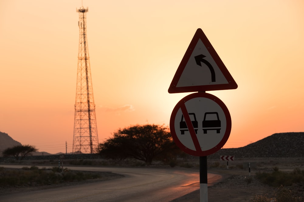 black and white road sign