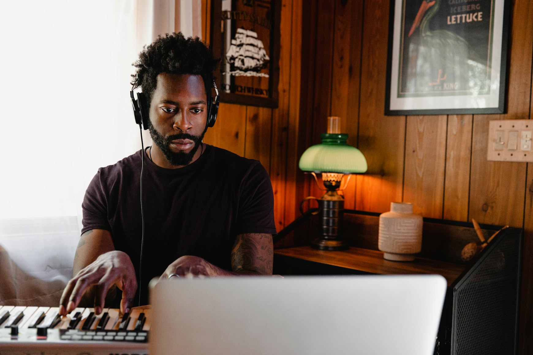 Man at keyboard looking at computer