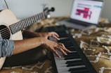 person playing black and white piano