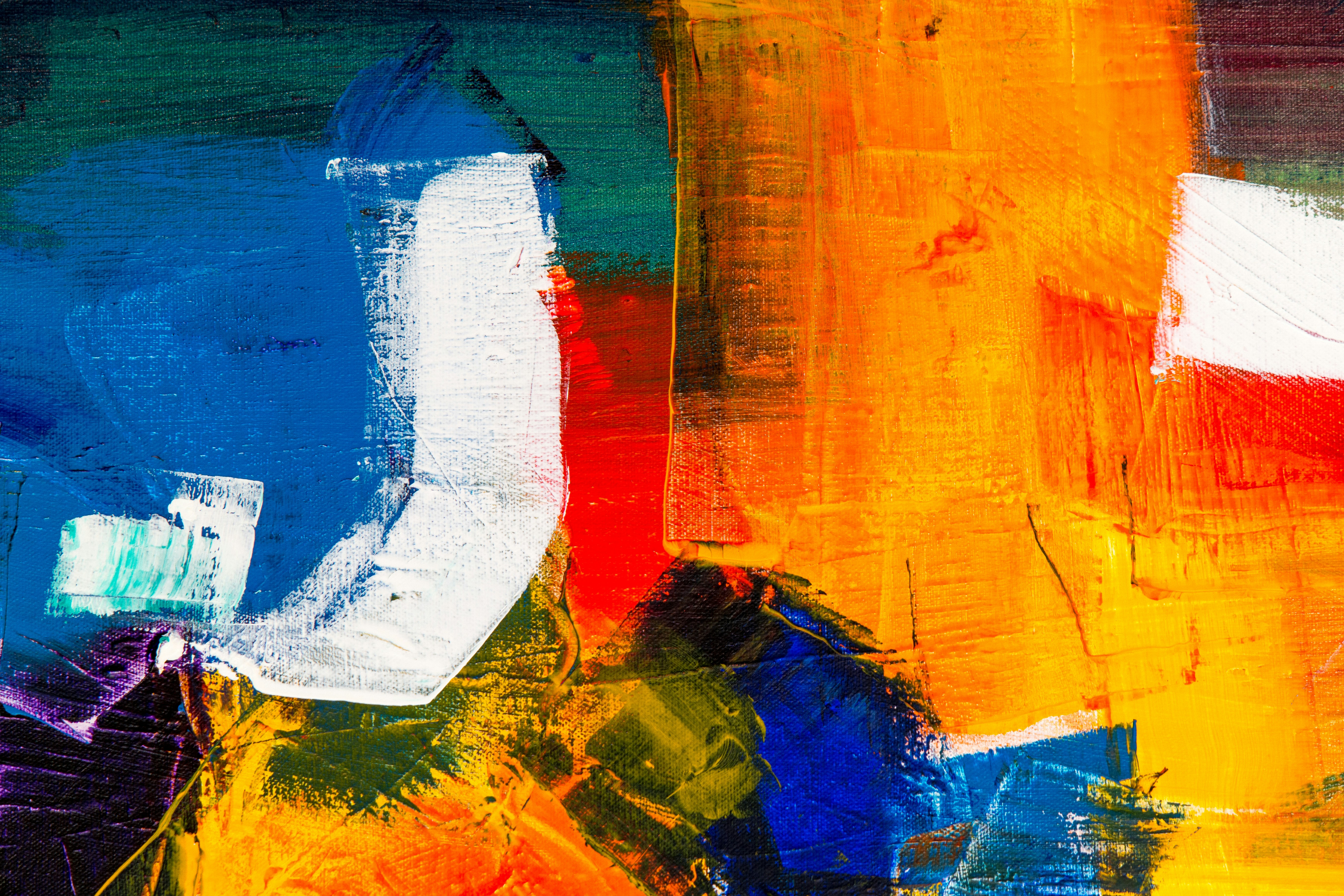 blue yellow and red abstract painting