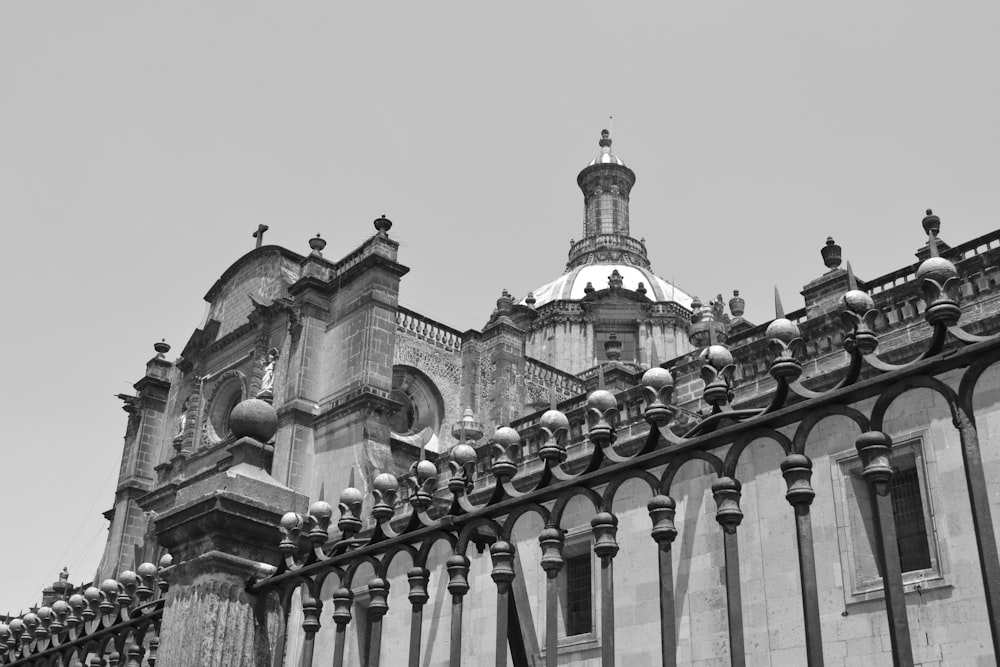 grayscale photo of concrete building