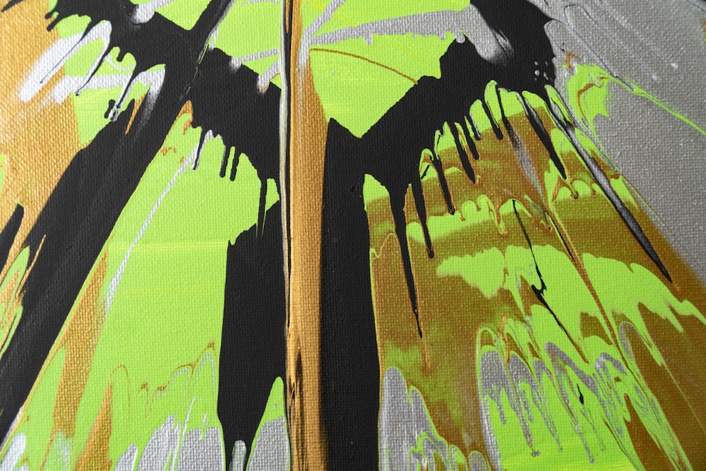 yellow and black abstract painting