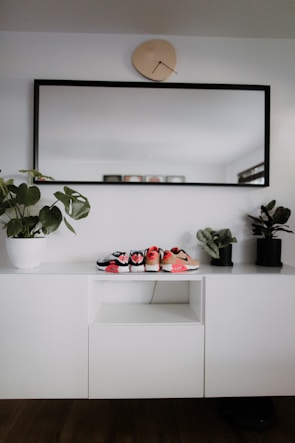 A modern shoe cabinet showcasing our design.