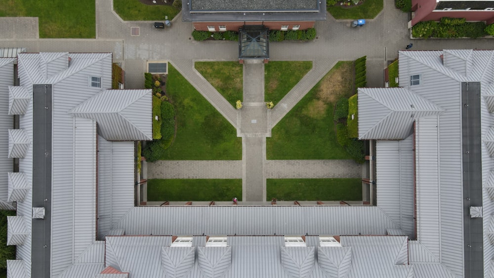 aerial view of green grass field