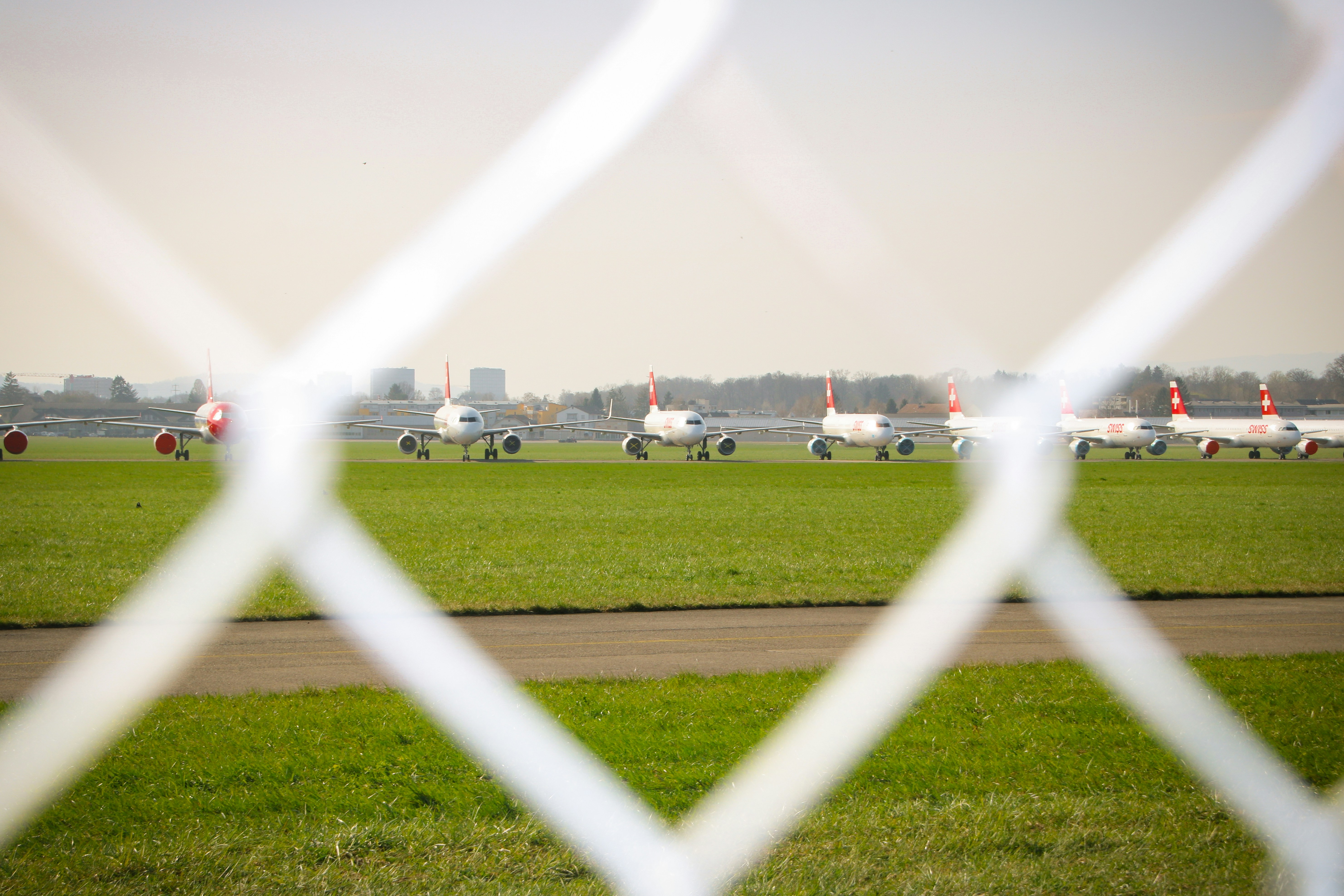 white and black cars on parking lot during daytime, grounded swiss planes during covid-19 at the military airport of dübendorf
