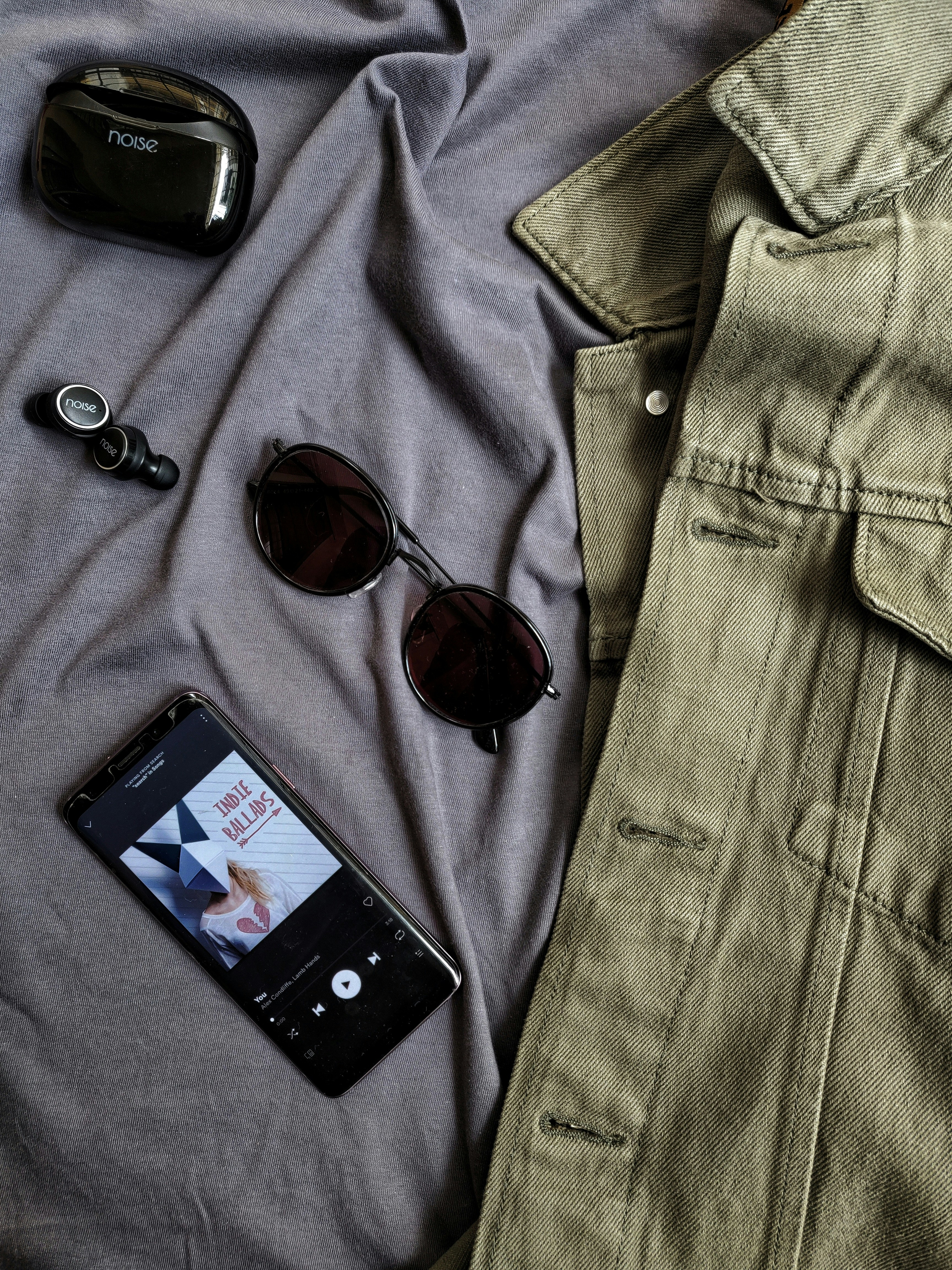 grey denim button up