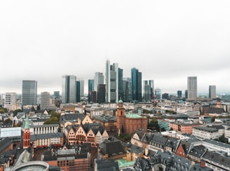 A city skyline representing multinational business hubs across Europe