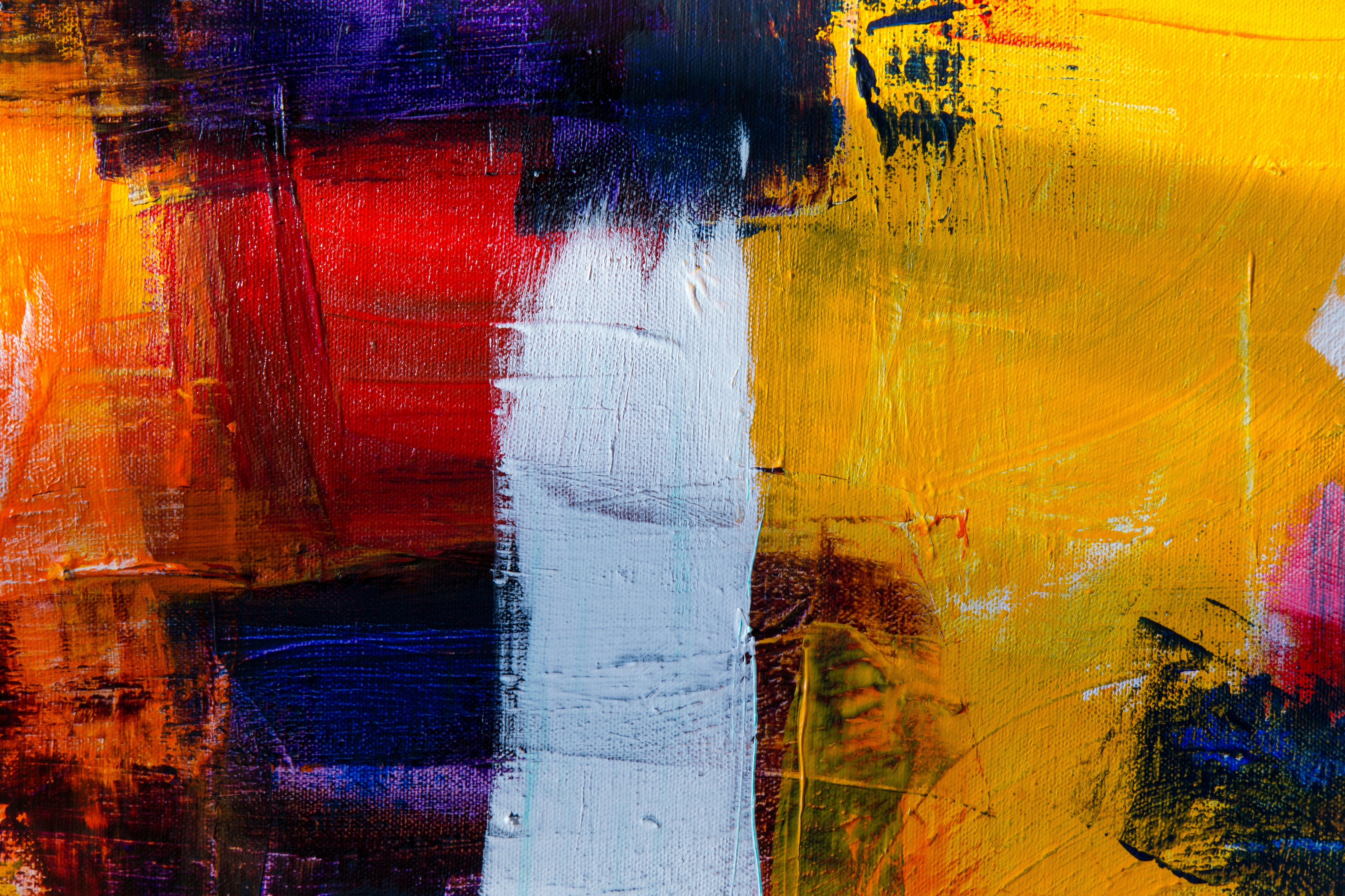 white red yellow and purple abstract painting