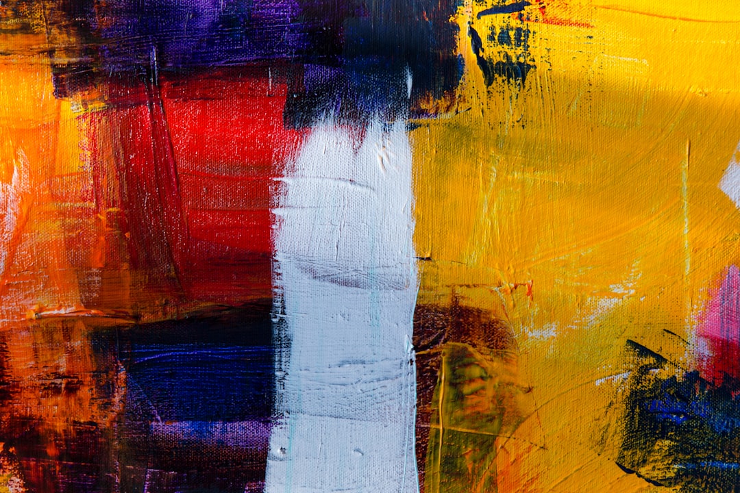 white red yellow and purple abstract painting