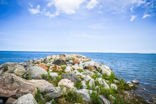 gray rocks near body of water during daytime in Collingwood Canada