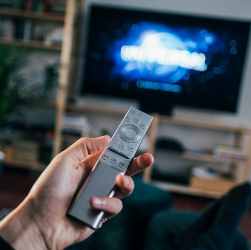 person holding gray remote control