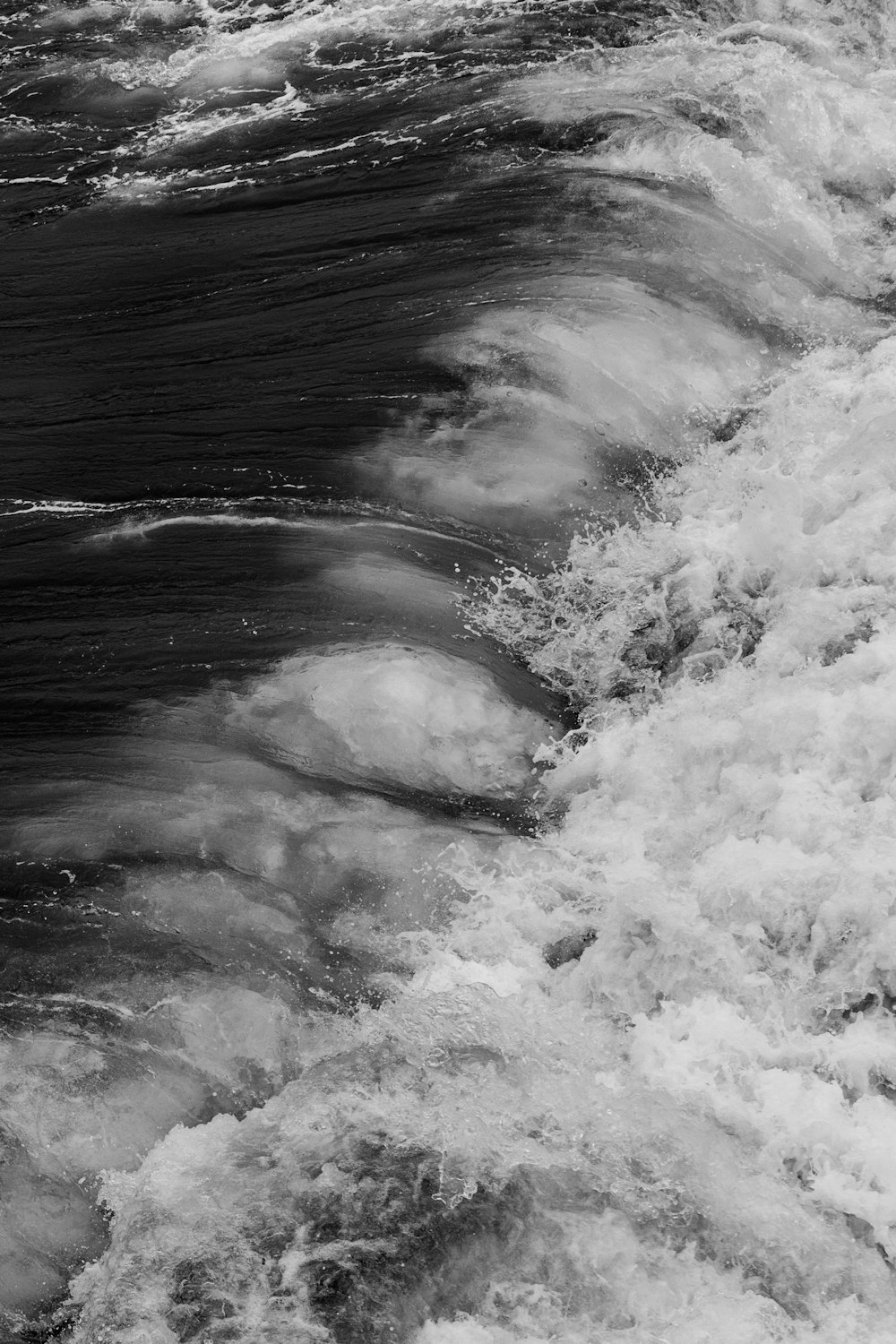 grayscale photo of ocean waves