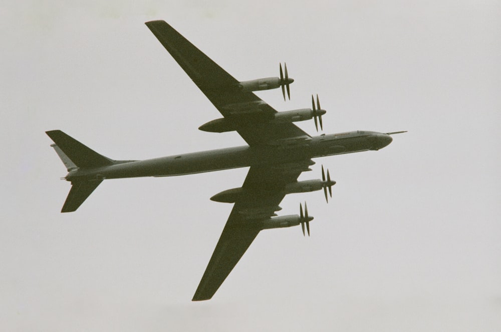 black jet plane in mid air